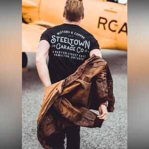 Steeltown Garage Co Black Short Sleeve Tee Vintage Style